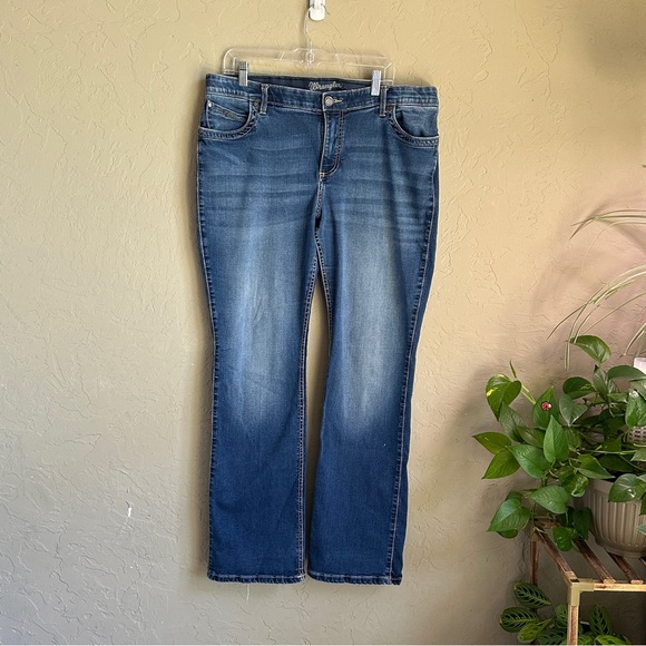 Wrangler Q‎ baby ultimate riding gene maternity pant Women's Blue Jeans size 34 - Picture 1 of 9